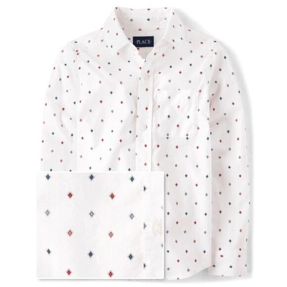 Other - Children’s Place Boys Print Button up Poplin Shirt
size 16 NWT​